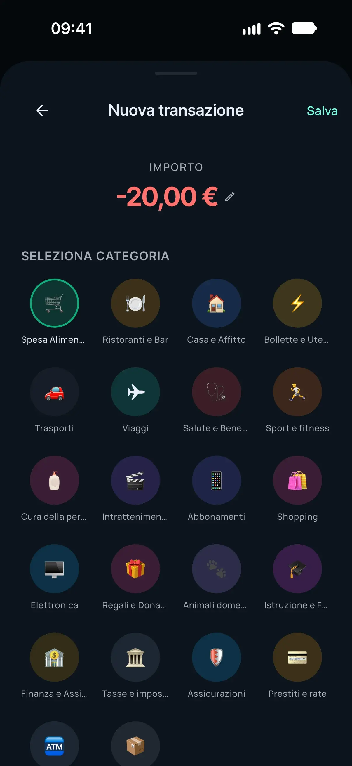Schermata di Dispendo: Aggiungi in tre tocchi